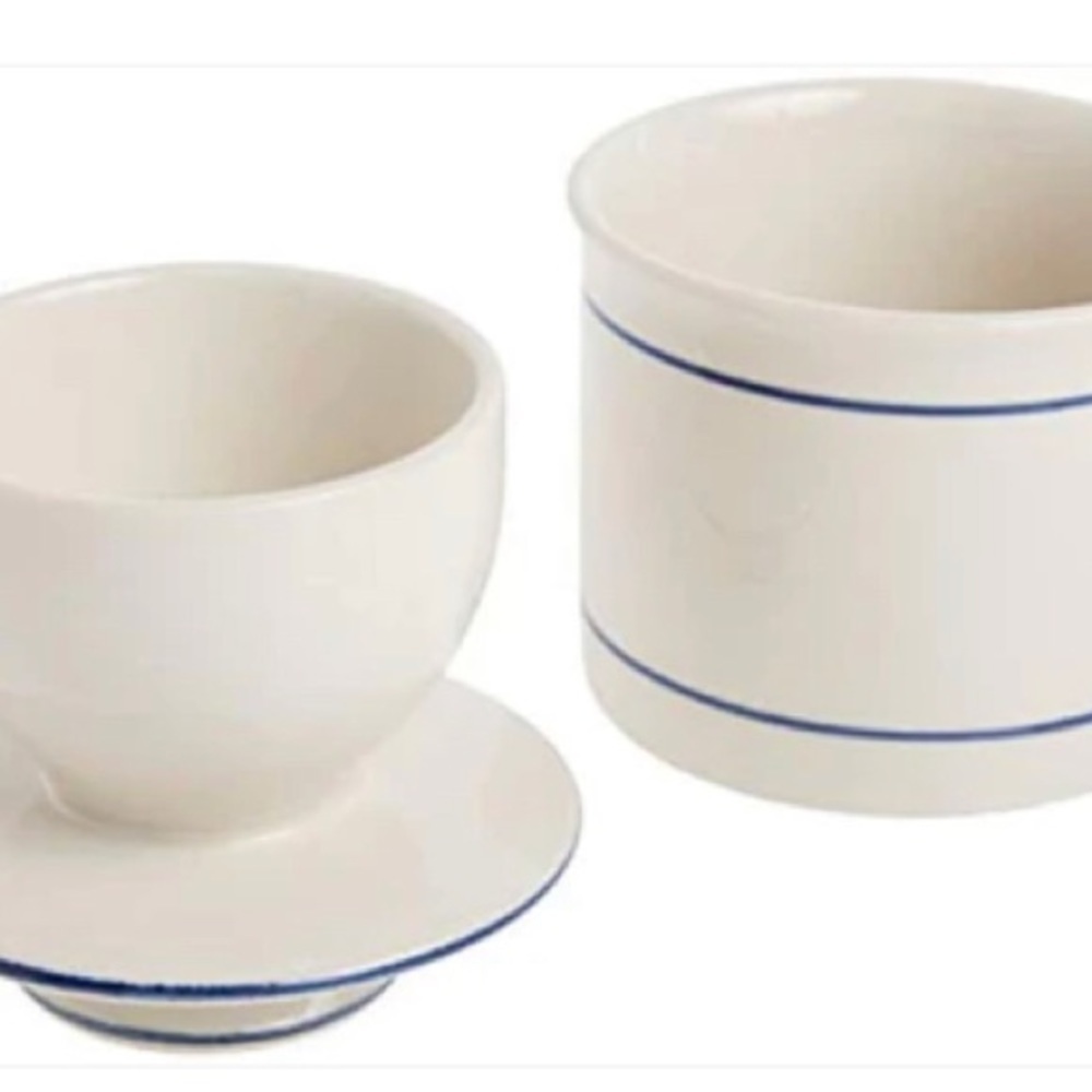 Norpro Butter Keeper Storage Kitchen Counter Top Glazed Stoneware Blue White New